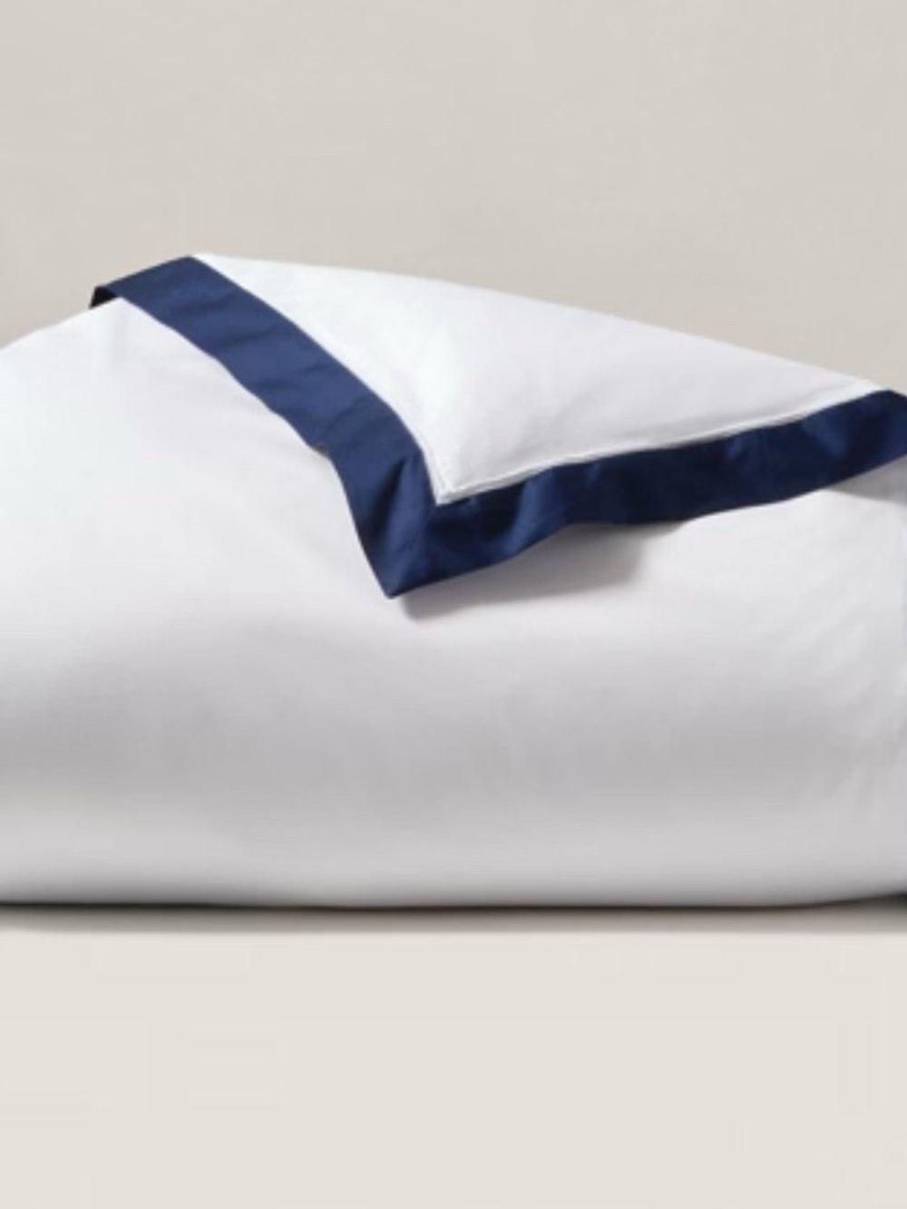 Ralph Lauren Organic Cotton Sateen Border Full / Queen Duvet Cover Polo Navy/Whi